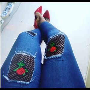 Distressed jeans with floral designs!